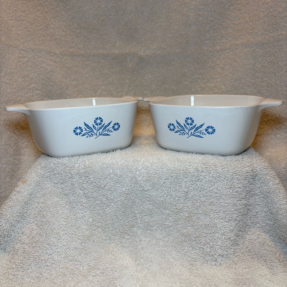 Set of 2 Vintage CorningWare Blue Cornflower Casserole Dishes P-43-B, No Lids